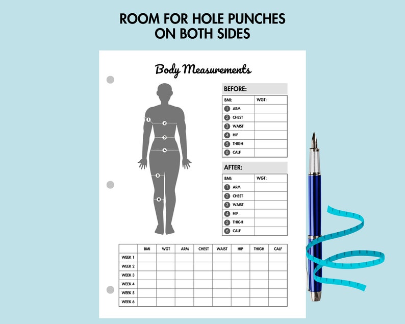 Body Measurement Tracker Printable Monthly Weight Loss Chart PDF Weight ...