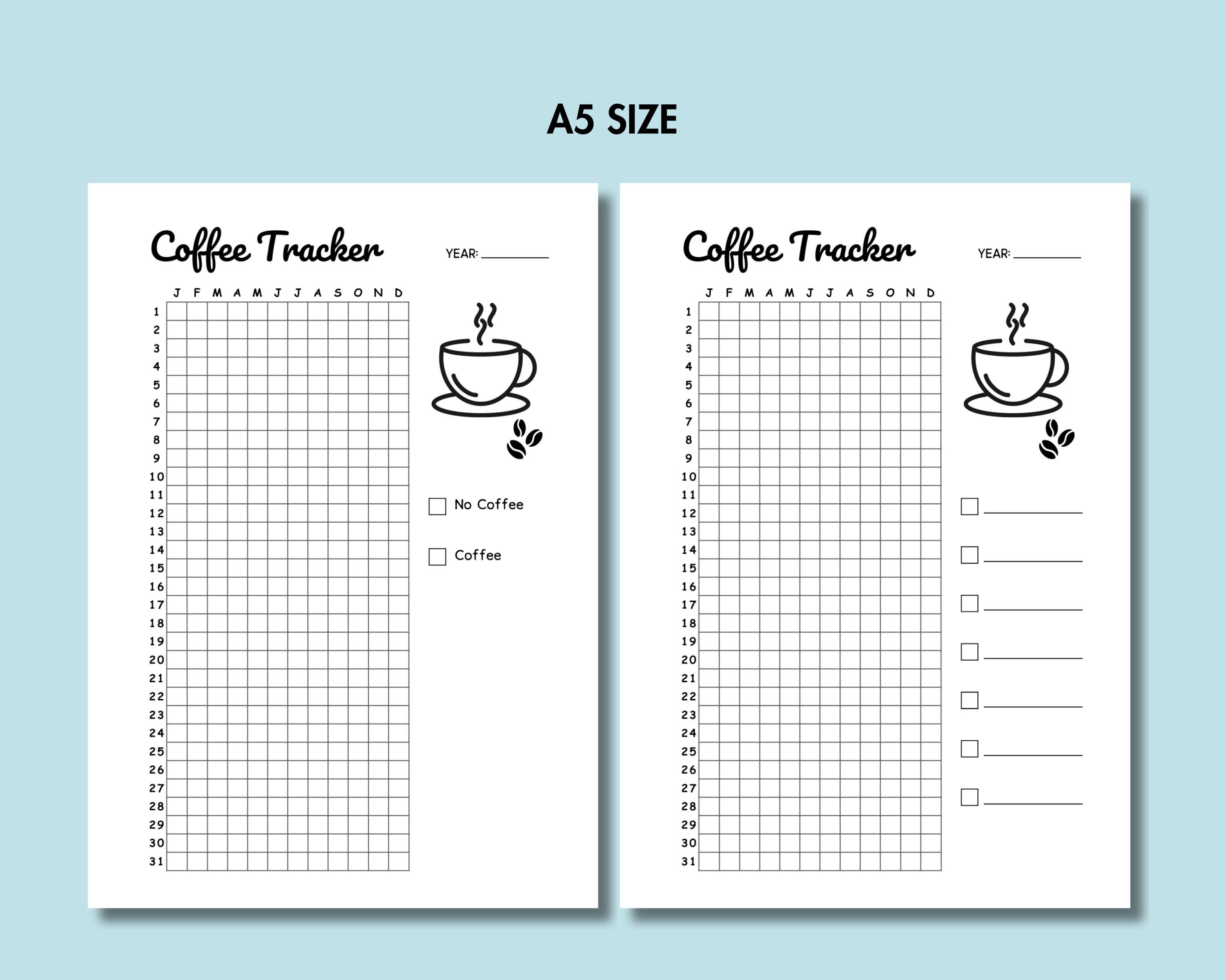 Printable Caffeine Questionnaire.pdf Coffee Tracker Printable Caffeine Tracker No Coffee Challenge Year in ...