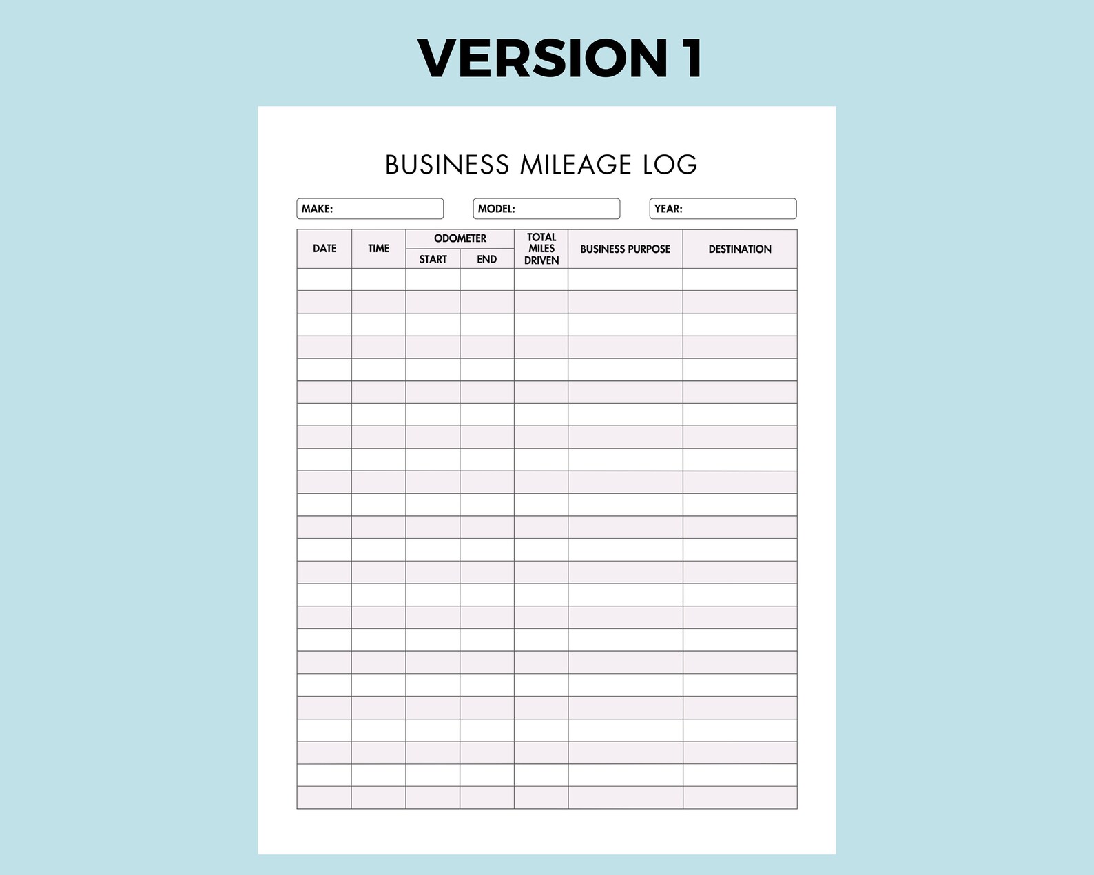 Business Mileage Log Book Printable, Vehicle Mileage Log Book for Business and Personal Use ...