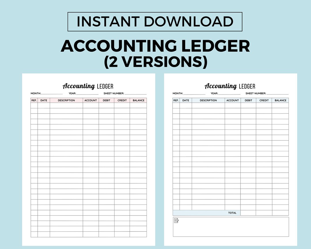 Accounting Ledger Printable Finance Planner Instant Download - Etsy
