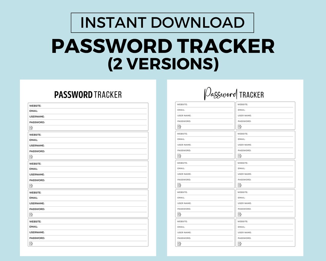 Password Tracker Printable Password Log, Password Organizer Digital ...