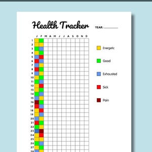 Health Tracker Printable Journal Page Daily Yearly Health Log Pain ...