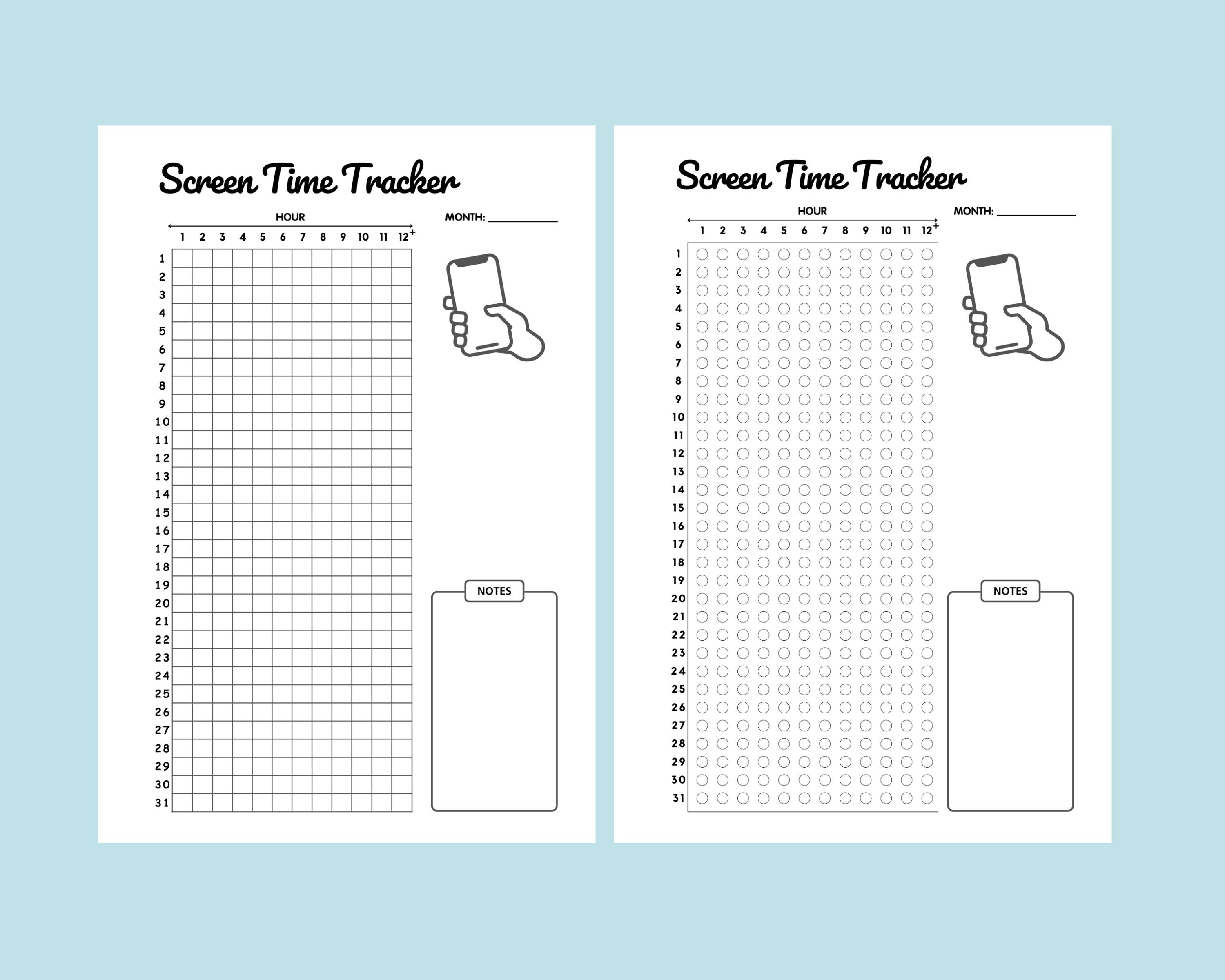 Screen Time Tracker Printable Digital Screen Time Management Tracker ...