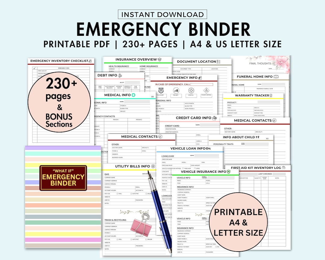 Emergency Binder Printable End of Life Planner What If Binder in Case ...