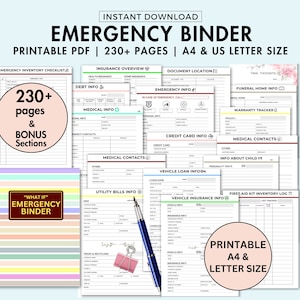 Emergency Binder Printable End of Life Planner What if Binder In Case Of Emergency Binder Life Binder, Family Binder Household Planner