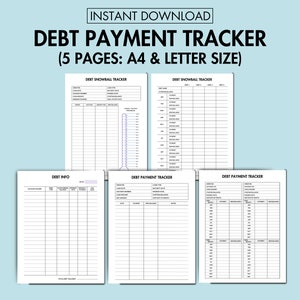 Debt Payment Tracker Printable Debt Info PDF Debt Tracker Debt Payoff Tracker, Budget Planner Debt Snowball Tracker PDF Financial Planner