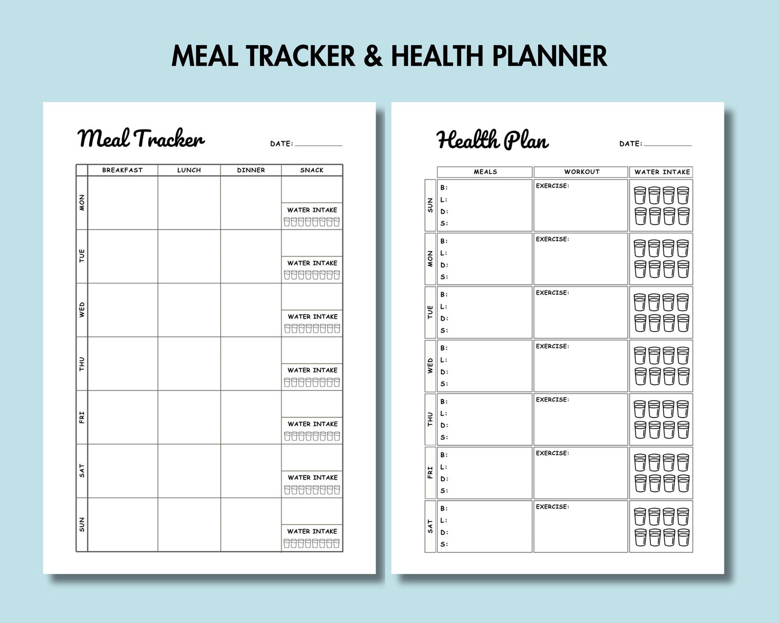Health Tracker Bundle Printable Health and Weight Loss Tracker PDF A5 ...