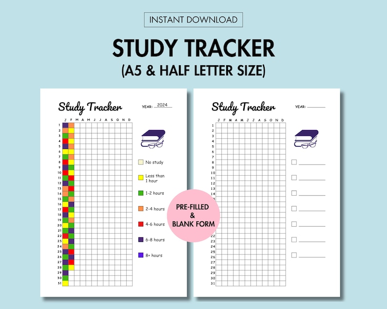 Tracking Study Chart Study Tracker for Time Management Printable Daily Study Tracker for ...