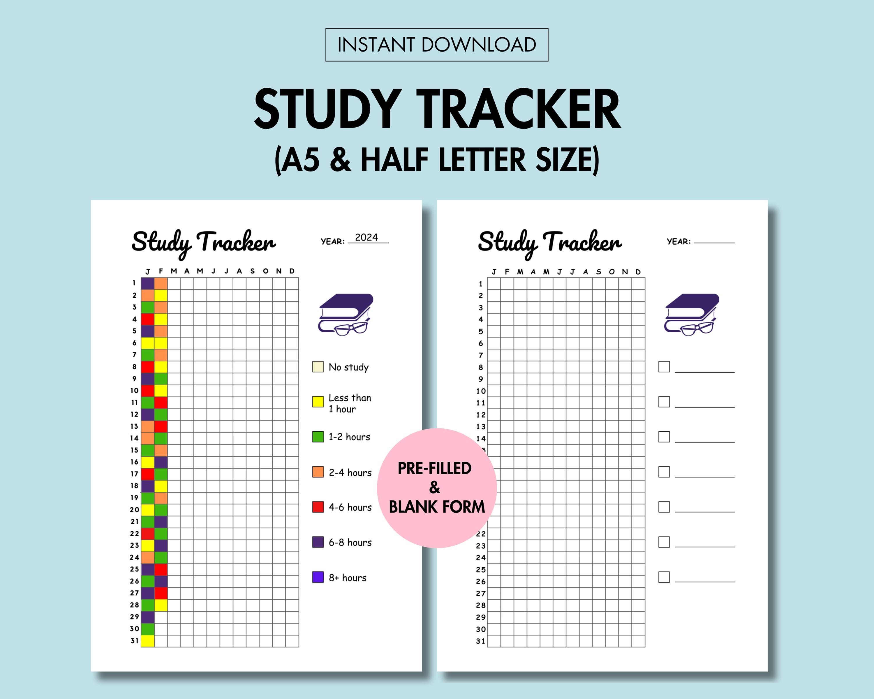 Study Tracker for Time Management Printable Daily Study Tracker for ...