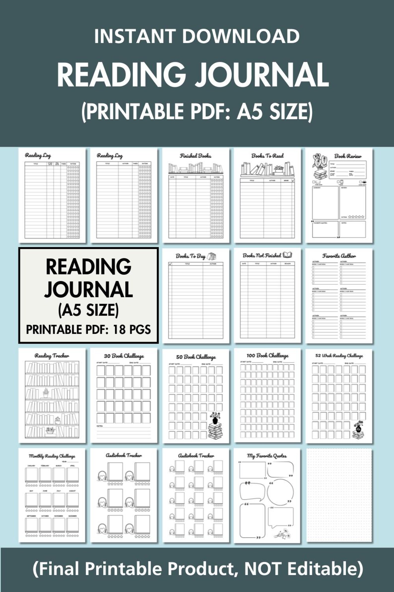 Reading Planner Bundle Printable Book Tracker Bundle PDF Reading ...
