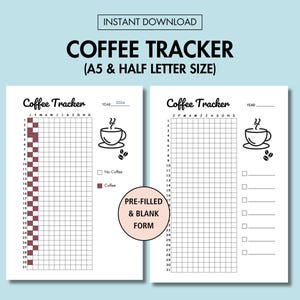 Coffee Tracker Printable Caffeine Tracker No Coffee Challenge Year in ...