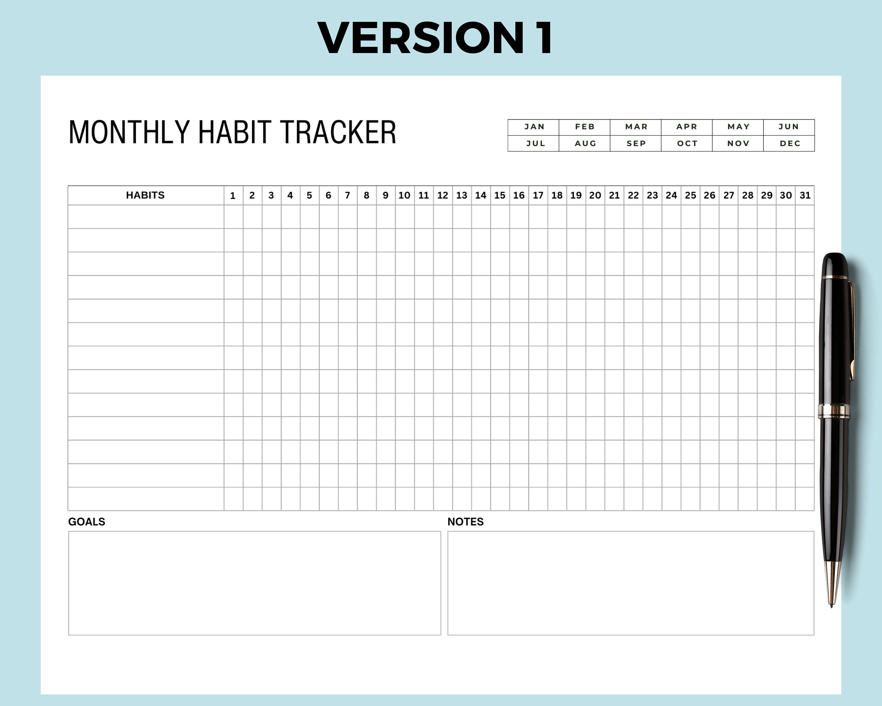 Monthly Habit Tracker Printable PDF Download Prints, Habit Tracker ...