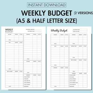 Weekly Budget Planner Printable Budget by Paycheck Weekly Budget Tracker, A5 Journal Page Weekly Paycheck Planner A5 Finance Planner PDF