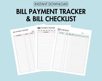 Monthly Bill Payment Tracker Printable Instant Download, Monthly Bill Checklist Organizer, Finance Tracker Printable Digital Download Prints
