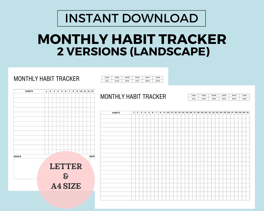 Monthly Habit Tracker Printable PDF Download Prints, Habit Tracker ...
