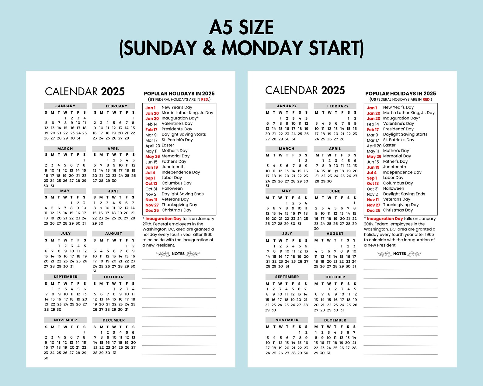 2025 Yearly Calendar With Holiday 2025 Yearly Overview Calendar, 2025 Year at a Glance PDF 2025