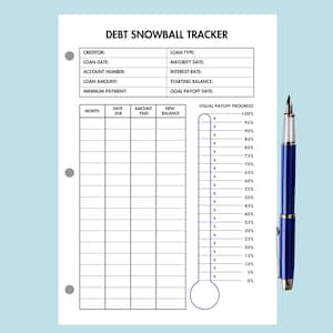 Peut inclure: Une feuille de calcul imprimable de suivi de boule de neige de la dette avec une barre de progression visuelle du paiement. La feuille de calcul comprend des sections pour le cr&eacute;ancier, la date du pr&ecirc;t, le num&eacute;ro de compte, le montant du pr&ecirc;t, le paiement minimum, le type de pr&ecirc;t, la date d'&eacute;ch&eacute;ance, le taux d'int&eacute;r&ecirc;t, le solde initial et la date de remboursement objectif. La feuille de calcul comprend &eacute;galement un tableau pour suivre les paiements mensuels, la date d'&eacute;ch&eacute;ance, le montant pay&eacute; et le nouveau solde.