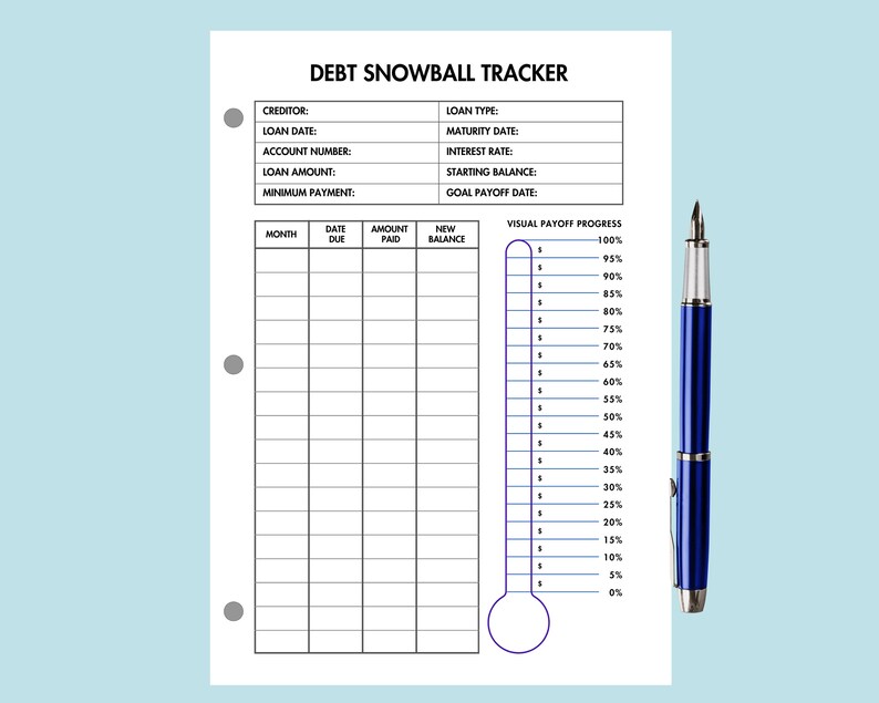 Peut inclure: Une feuille de calcul imprimable de suivi de boule de neige de la dette avec une barre de progression visuelle du paiement. La feuille de calcul comprend des sections pour le cr&eacute;ancier, la date du pr&ecirc;t, le num&eacute;ro de compte, le montant du pr&ecirc;t, le paiement minimum, le type de pr&ecirc;t, la date d'&eacute;ch&eacute;ance, le taux d'int&eacute;r&ecirc;t, le solde initial et la date de remboursement objectif. La feuille de calcul comprend &eacute;galement un tableau pour suivre les paiements mensuels, la date d'&eacute;ch&eacute;ance, le montant pay&eacute; et le nouveau solde.