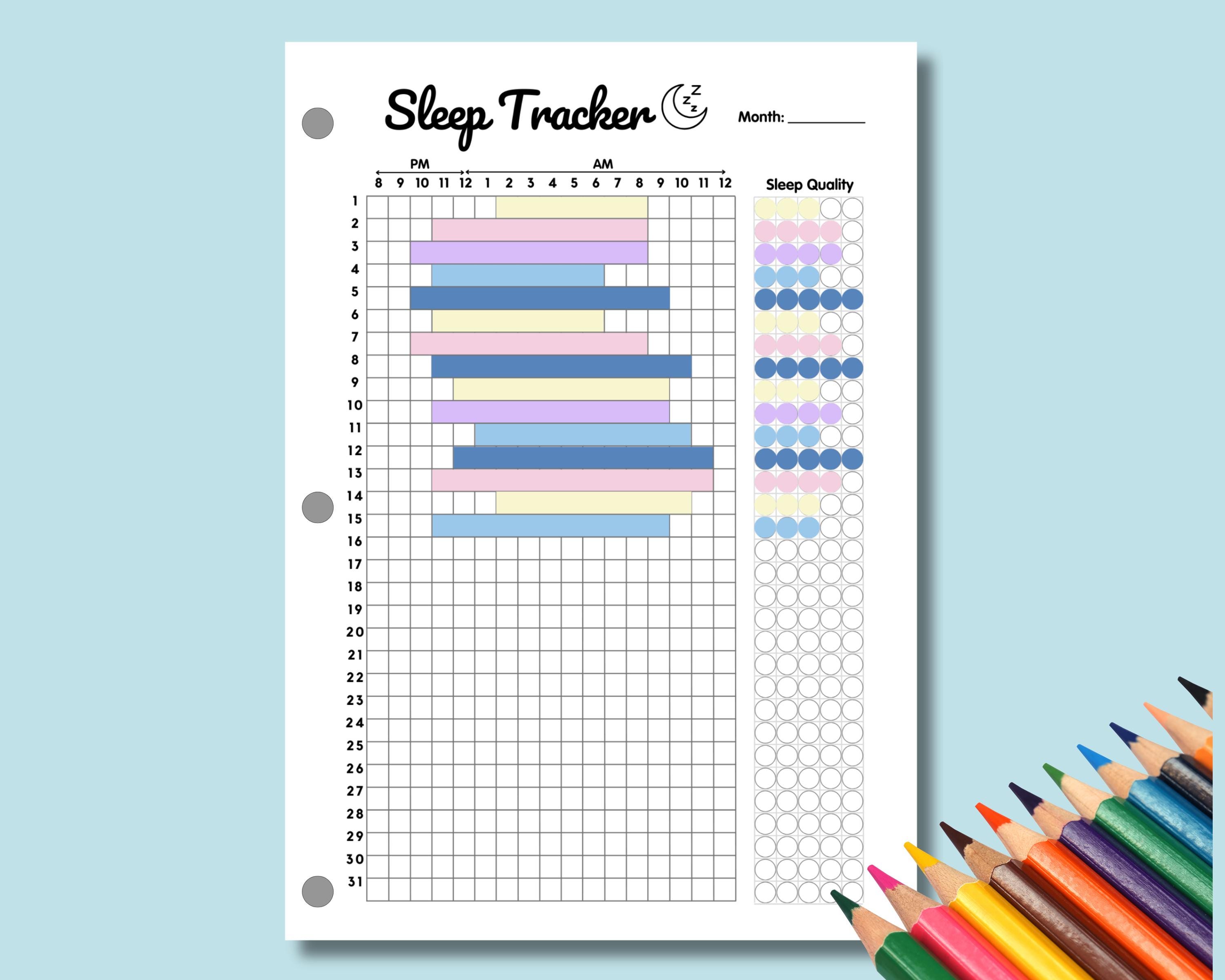 Sleep Tracker Printable Journal Page Daily Monthly Sleep Quality Log ...