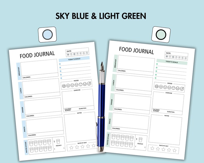 Daily Food Journal Printable Food Diary PDF Calorie Tracker, Daily Meal ...