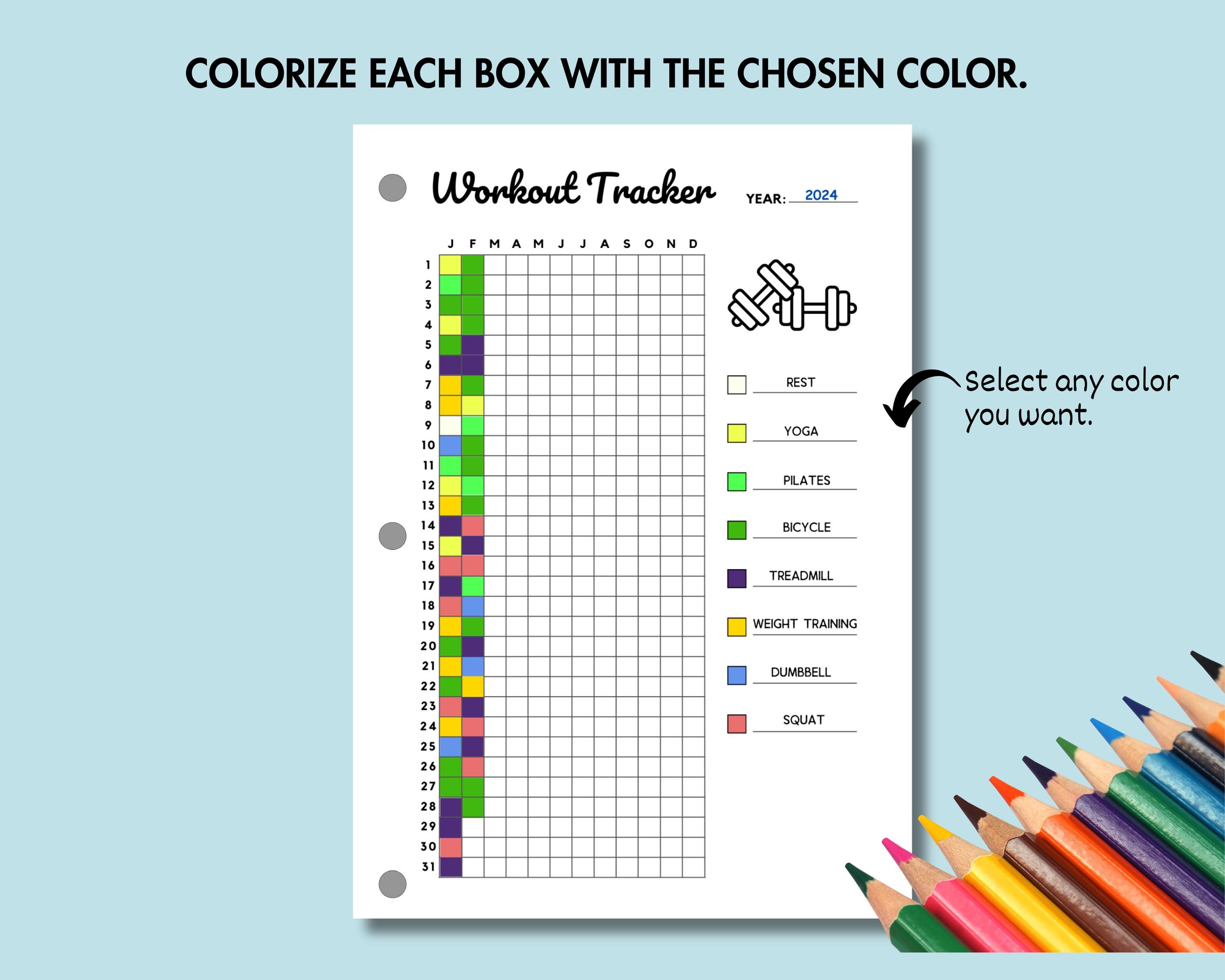 Workout Tracker Printable Workout Log PDF Exercise Journal, Fitness ...