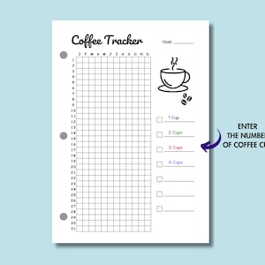 Coffee Tracker Printable Caffeine Tracker No Coffee Challenge Year in ...