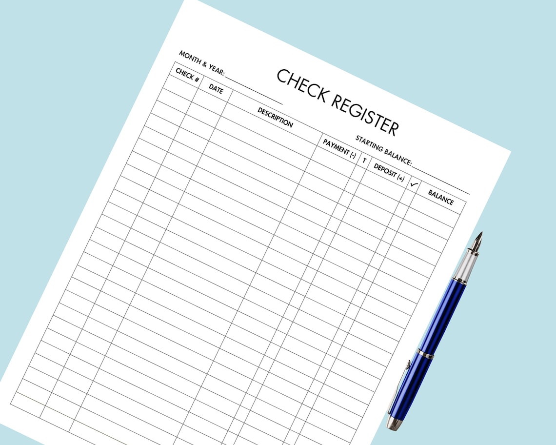 Check Register Printable for Personal Checking Account and Small ...