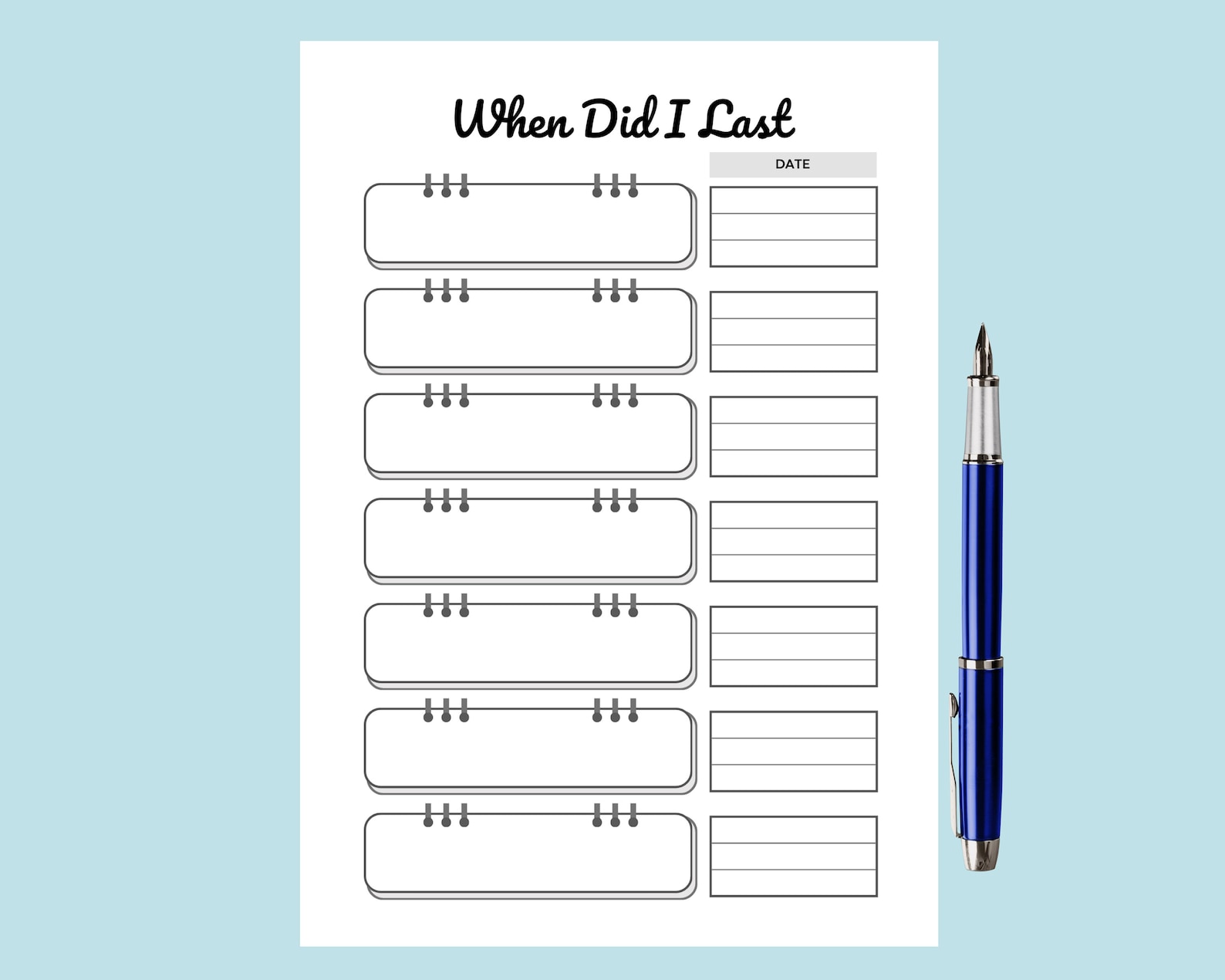 Recurring Task Log Printable Task Reminder PDF When Did I Last ...