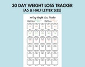 Weight Loss Tracker Printable Daily Weight Loss Journal 30 Day Body Measurement Log, Daily Weight Tracker Health Planner PDF A5 Journal Page