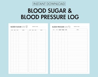 Bloedsuikerlogboek Afdrukbaar bloeddruklogboek pdf, bloedglucosetracker, medische planner diabetesbeheer, pdf persoonlijk gezondheidsbeheer