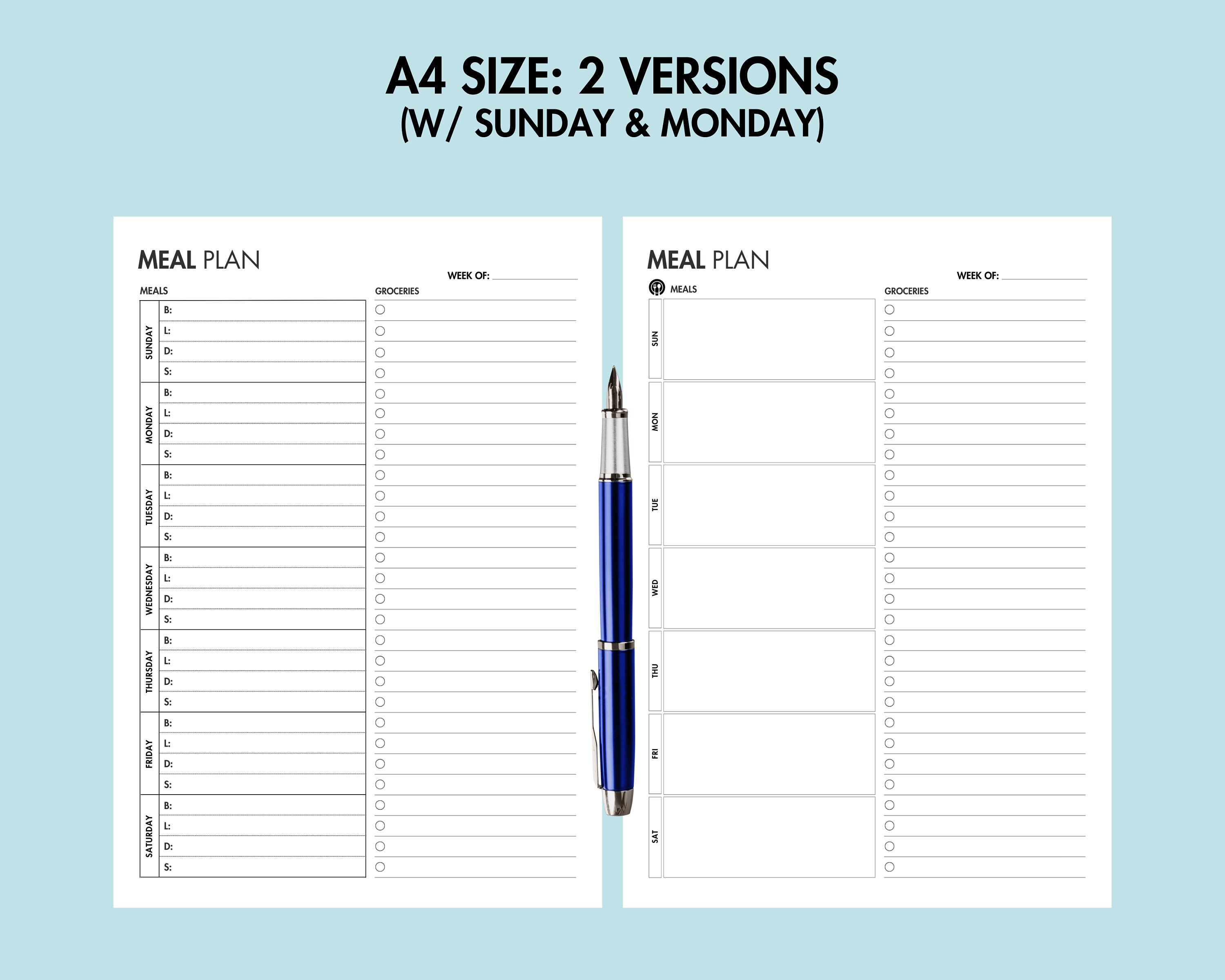 Meal Planner Printable Weekly Food Journal Weekly Meal Tracker ...