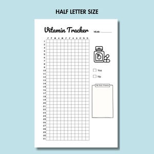 Pode incluir: Rastreador de vitaminas imprim&iacute;vel em preto e branco com uma grade para cada dia do m&ecirc;s e uma se&ccedil;&atilde;o para notas di&aacute;rias. O rastreador inclui uma pequena ilustra&ccedil;&atilde;o de um frasco de p&iacute;lulas e uma caixa de sele&ccedil;&atilde;o para tomar vitaminas.