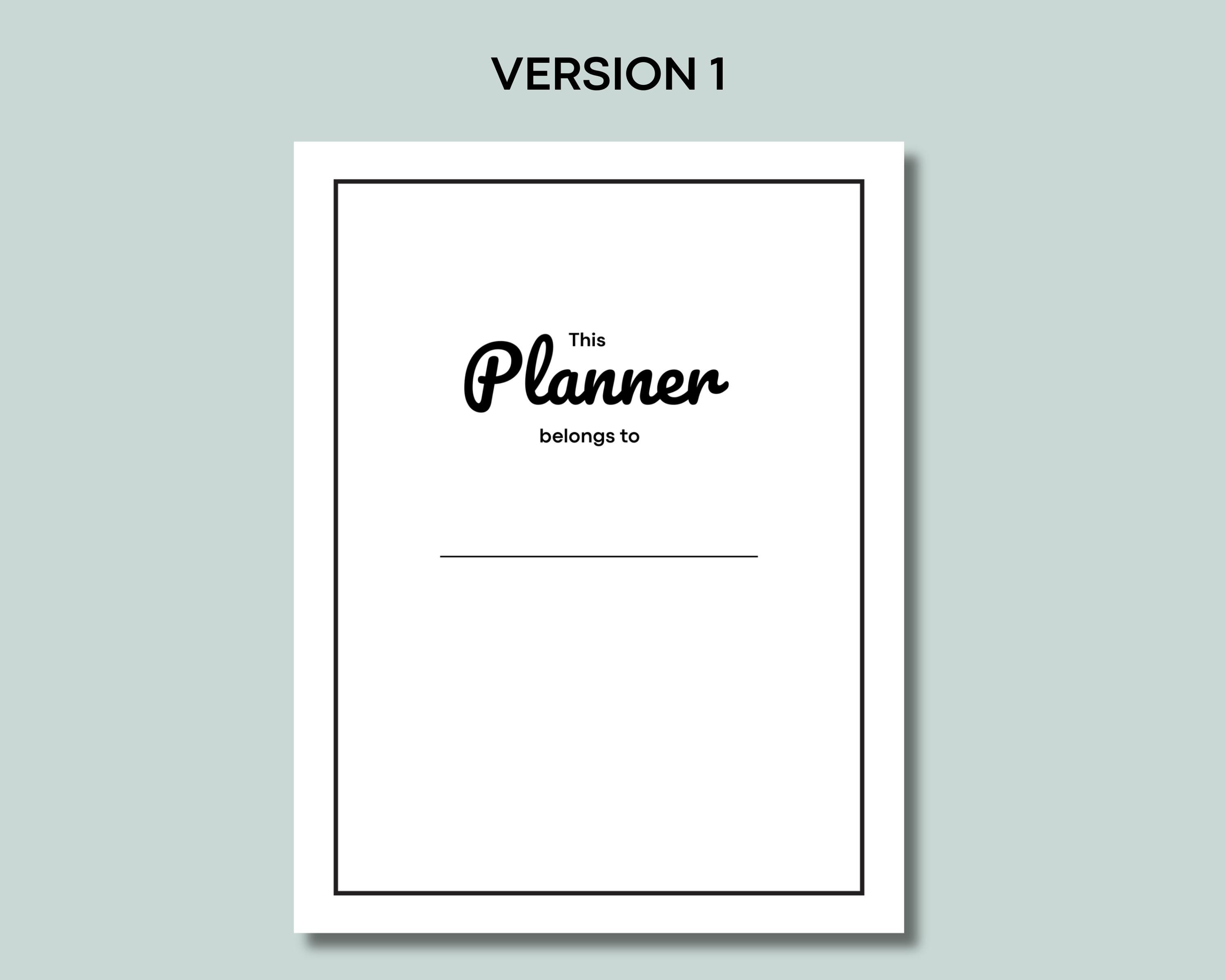 This Planner Belongs to Page Printable Planner Title Cover Page Journal ...