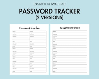 Password Tracker Printable Password Organizer PDF Password Planner, Website Login Information Password Logbook Printable Password Planner