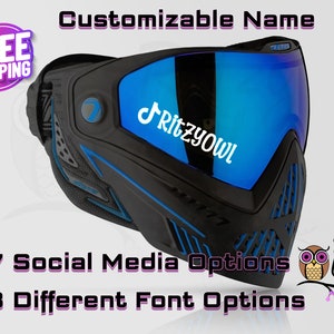 Social Media Airsoft Mask Decal-Custom-Dye i4/i5-Helmet-Paintball- TikTok,YouTube,Twitter,Snapchat,Twitch,Instagram,Facebook