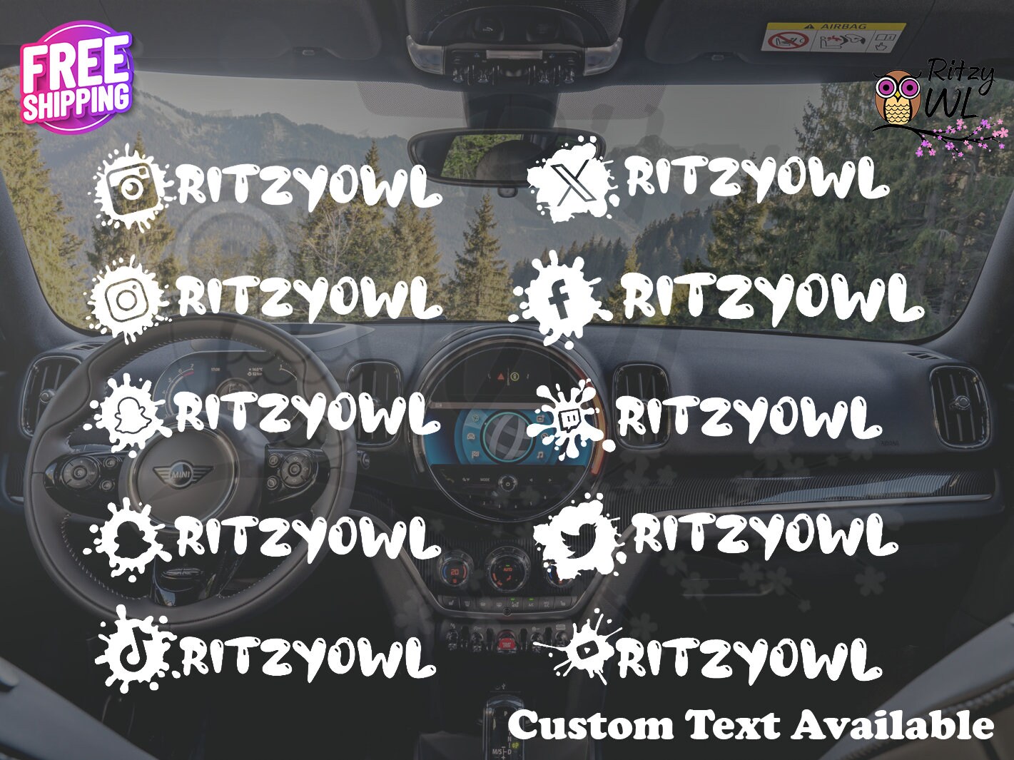 Spash Social Decal- TikTok, Retro Instagram, Instagram, Facebook, Snapchat, Twitter, Twitch, Youtube