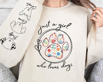 Just A Girl Who Loves Dogs Sweatshirt, Custom Dog Breed, Dog Mom Hoodie, Retro Dog Sweater, Pet Lover Gift, Mother Day Gift, Dog Lover Gift