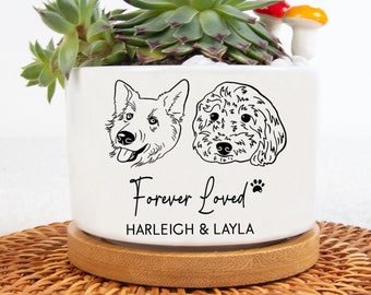 Personalized Dog Photo Plant Pot, Pet Memorial Planter, Custom Photo Pet Outline Portrait, Personalized Gift Flower Pot, Pet Memorial Gifts