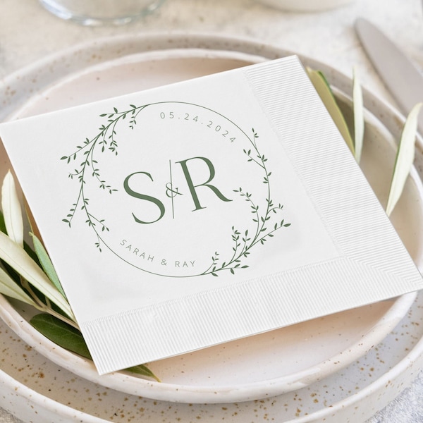 Personalized Wedding Napkins | Custom Cocktail Napkins | Wedding Reception Napkins | Rehearsal Dinner | Bridal Shower | Engagement Party