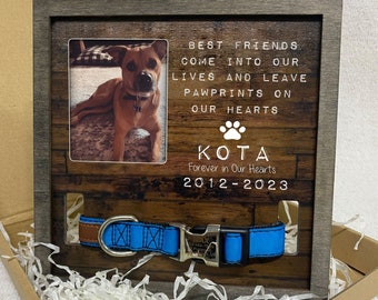 Memorial Pet Loss Frame,Dog or Cat Memorial, Puppy Memorial Wood Frame With Collar Display,Bereavement Gift,Pet Loss Gifts,Pet Sympathy Gift