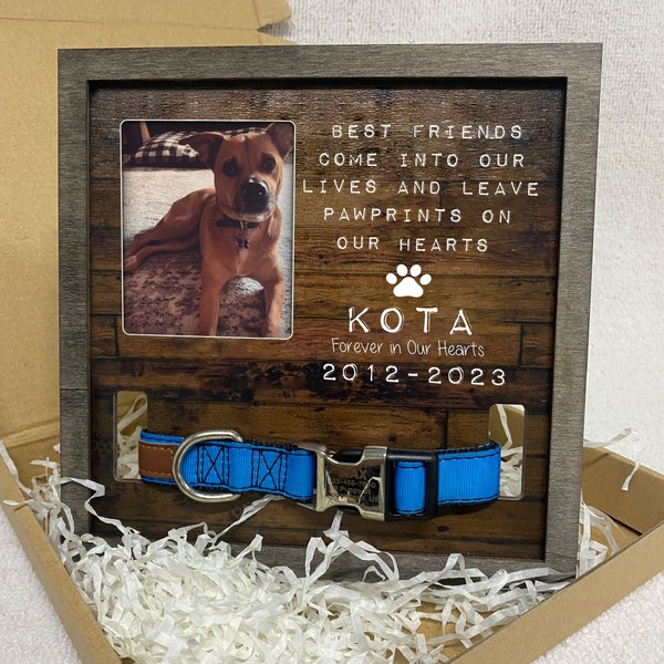 Memorial Pet Loss Frame,Dog or Cat Memorial, Puppy Memorial Wood Frame With Collar Display,Bereavement Gift,Pet Loss Gifts,Pet Sympathy Gift