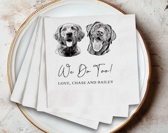 Custom Dog Wedding Napkins,Custom Pet Cocktail Napkins,Custom Pet Cocktail Napkins,Customized Pet Napkins,Custom Pet Portrait Wedding Napkin