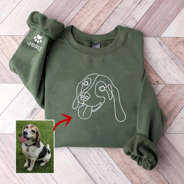 Custom Embroidered Dog Hoodie,Personalised one-line Pet Sweatshirt,Dog Mom Sweater,Unisex Embroidered Hoodie,Custom Gifts For Dog Lovers