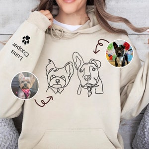 Personalized Embroidered Dog Hoodie, Custom one-line Pet Sweatshirt,Dog Mom Sweater, Unisex Embroidered Hoodie, Custom Gifts For Dog Lovers