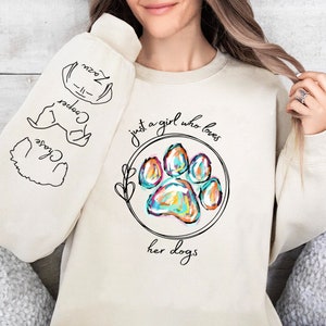 Just A Girl Who Loves Dogs Sweatshirt, Custom Dog Ear, Dog Mom Hoodie, Retro Dog Sweater, Pet Lover Gift, Gift for her, Gift For Dog Lover