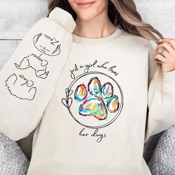 Just A Girl Who Loves Dogs Sweatshirt, Custom Dog Ear, Dog Mom Hoodie, Retro Dog Sweater, Pet Lover Gift, Gift for her, Gift For Dog Lover