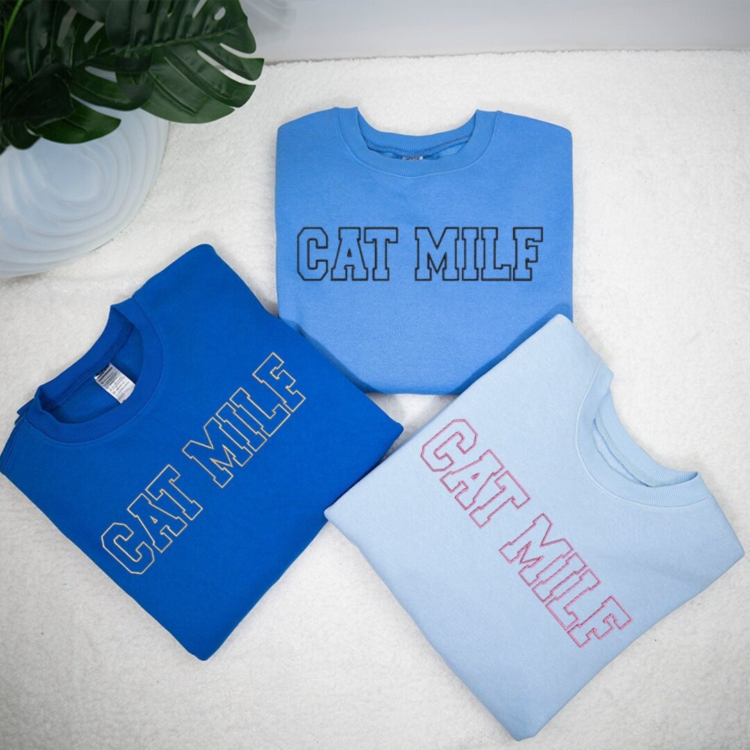 Embroidered Cat Mom Sweatshirt, Cat MILF Sweatshirt, Cat Mama Shirt