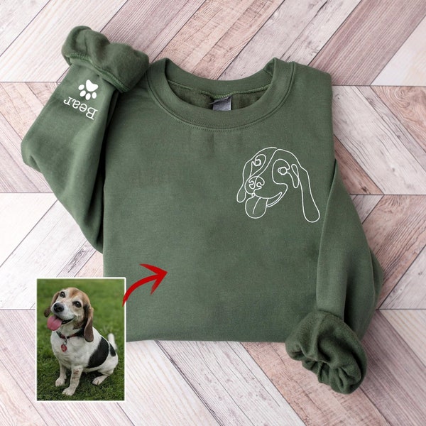 Personalized Embroidered Dog Hoodie, Custom one-line Pet Sweatshirt, Dog Mom Sweater, Unisex Embroidered Hoodie, Custom Gifts For Dog Lovers