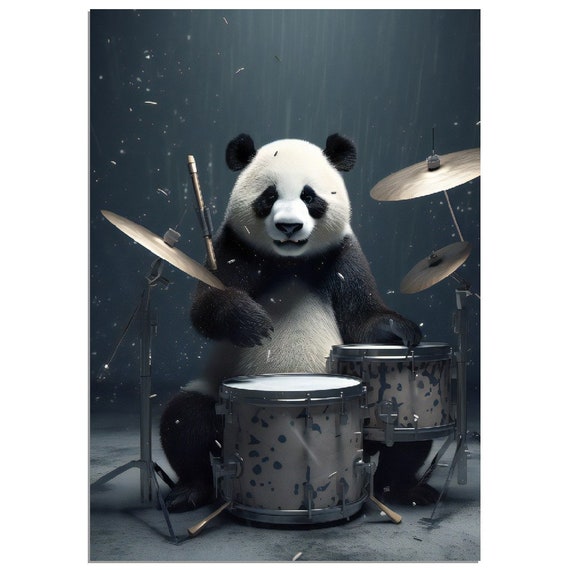Panda Playing Drums Poster 33x46 Large Poster Household Decor