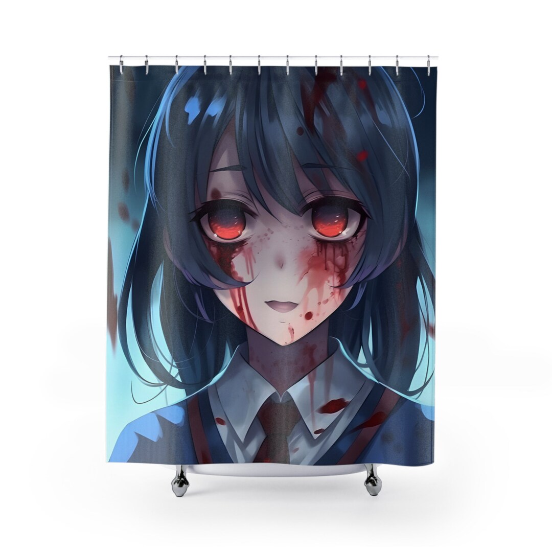 Yandere Anime Girl Shower Curtain Yandere Shower Curtain Etsy